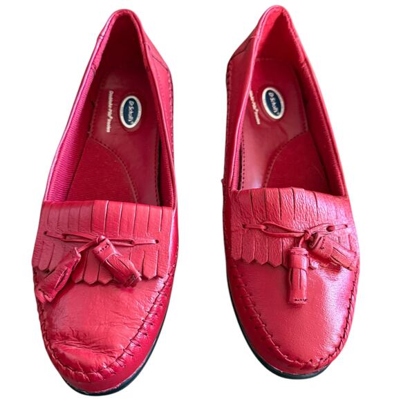 Dr. Scholl's Red Leather Double Air-Pillo Insole Loafers Size 8W EUC - Picture 3 of 8